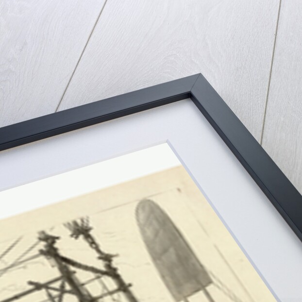 Albert Tissandier, Gaston Tissandier, and an Unidentified Man in the Basket of Their Airship Demonstrating an Electric Navigational System Featuring a Propeller by P. Ferat by Anonymous