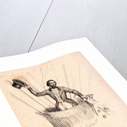 Half-Length Portrait of French Balloonist Francesco Arban Standing in the Basket of a Balloon, Waving His Hat by Anonymous