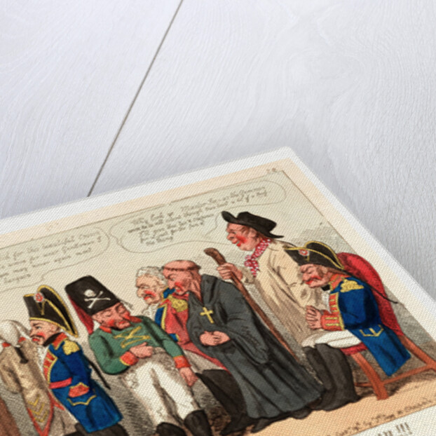 King Joe Disposing of His Spanish Crown, England, 1808, Shows King Joseph I Attempting to Auction Off His Crown. by Anonymous