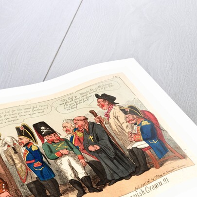 King Joe Disposing of His Spanish Crown, England, 1808, Shows King Joseph I Attempting to Auction Off His Crown. by Anonymous