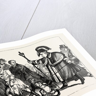 W. Heath: His Honour, the Beadle, Driving the Vagabonds Out of the Parish, 1830 by Anonymous