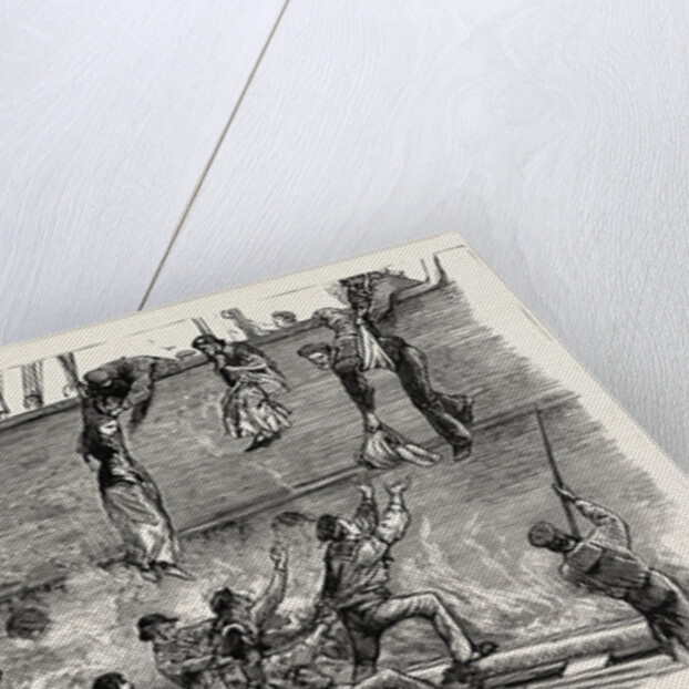 The Wreck of the Hanoverian at Portugal Cove, Trepassey Bay, Newfoundland: Professor Bell Trying to Pacify the Passengers; Blue-Jackets Saving Women and Children by Anonymous