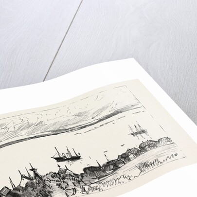 The Prince of Wales in Norway: View of Molde with the Osborne and Sunbeam at Anchor. by Anonymous