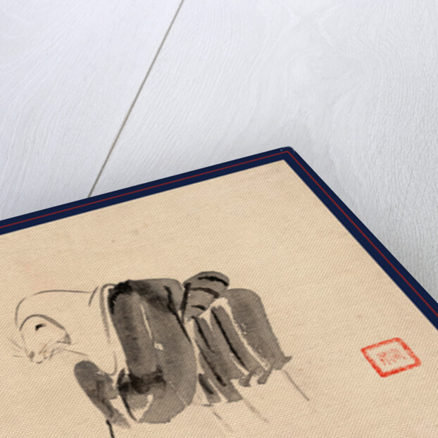 Tsuri Gitsune, Drawing Shows a Fox Disguised As a Nun Standing Before a Trap. by Anonymous