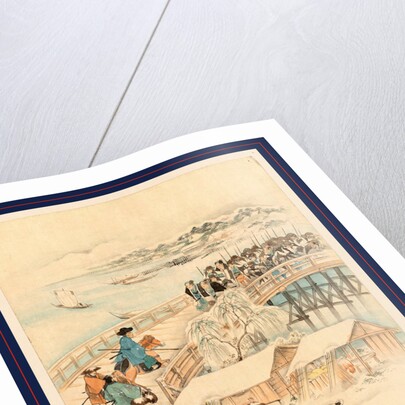 Drawing Shows a Few Men Confronting by the 47 Ronin on the Ryogoku Bridge Over the Sumida River During the Night on Their Return after Attacking Kira Yoshinaka's Home and Beheading Him by Anonymous