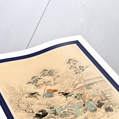 Scene During the Attack on Kira Yoshinaka's Home by the 47 Ronin with the Samurai Chasing Kira's Guards and Searching the Grounds. by Anonymous