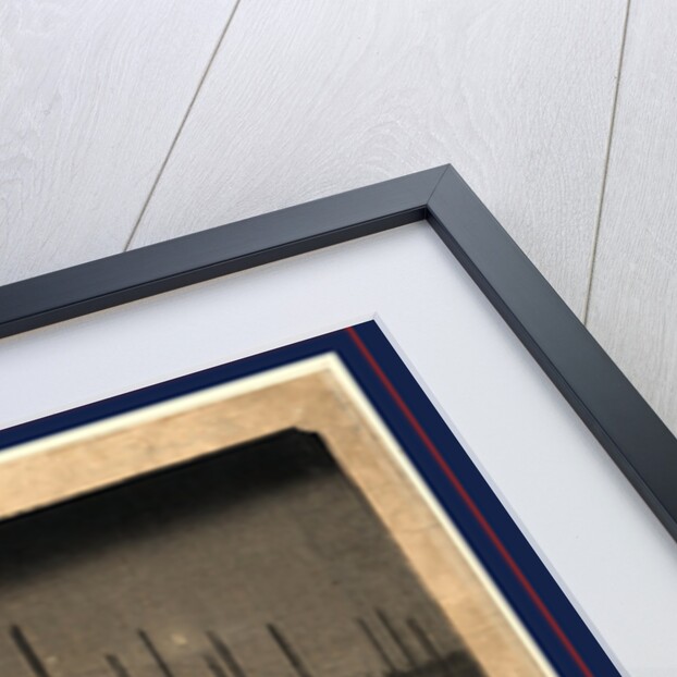 Pedestrians with Palanquin Crossing Bridge with Large Boats Moored in the Background by Anonymous