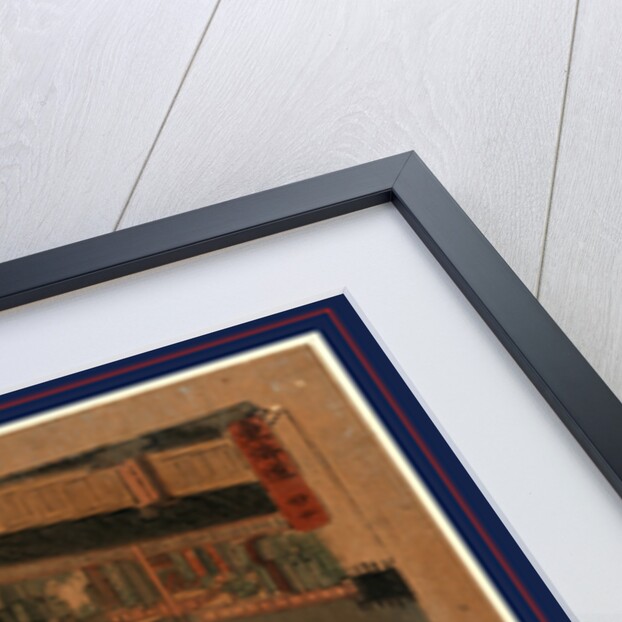 Travelers, Including a Group with a Palanquin, in the Commercial District of the Narumi Station on the Tokaido Road by Anonymous