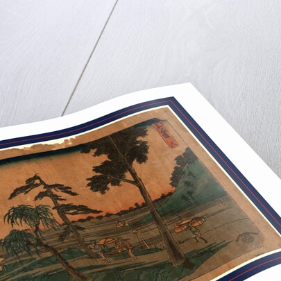 Travelers, Including Two Carrying a Litter with Passenger, on the Tokaido Road at the Totsuka Station by Anonymous