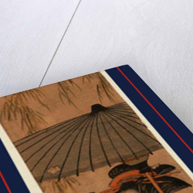 Full-Length Portrait of a Woman Holding a Parasol, Standing Beneath a Willow Tree. by Anonymous