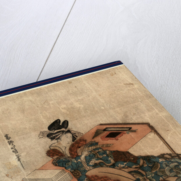 Tanzaku o motsu yujo, Courtesan holding a poem card (Tanzaku) by Katsushika Hokumei