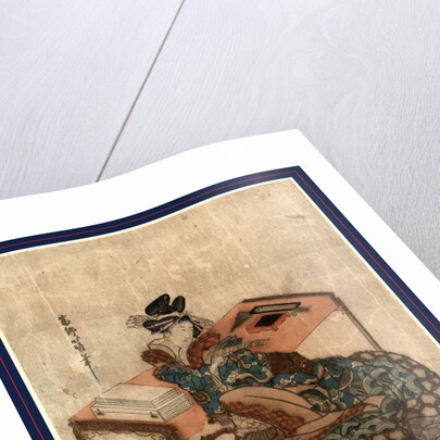 Tanzaku o motsu yujo, Courtesan holding a poem card (Tanzaku) by Katsushika Hokumei