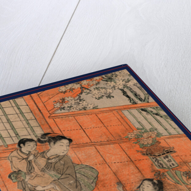 Kanda sairei no dashi no gangu o hiku haha to ko, Mother and children pulling a toy float of the Kanda parade by Kitao Shigemasa