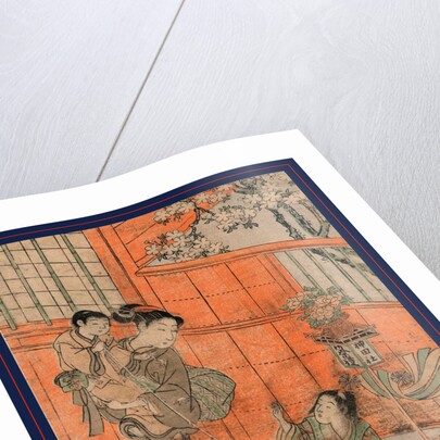 Kanda sairei no dashi no gangu o hiku haha to ko, Mother and children pulling a toy float of the Kanda parade by Kitao Shigemasa