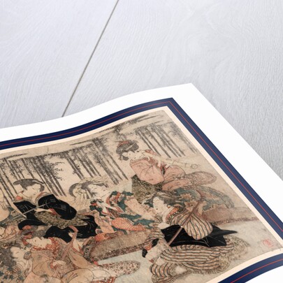 Seven Women Portraying the Seven Sages of the Bamboo Grove, Sitting Together with Musical Instruments (Shamisen, Koto, and Recorder), Tobacco Pipes, and a Scroll by Anonymous