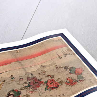 Large Group of People Gathering Seashells in a Tidal Pool. by Anonymous