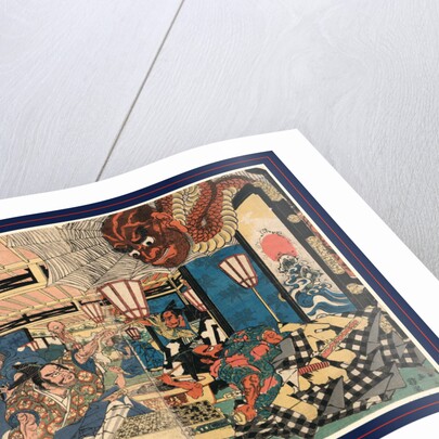 Raiko shitenno to tsuchigumo, Raiko Shitenno Minamoto Yorimitsu and the earth spider by Utagawa Kuninaga