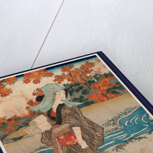 Momiji to onna, A woman beneath maple leaves by Utagawa Toyokuni