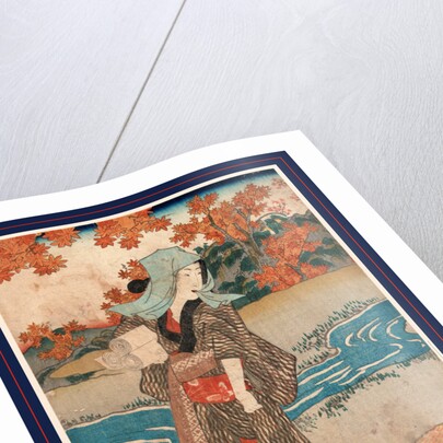 Momiji to onna, A woman beneath maple leaves by Utagawa Toyokuni