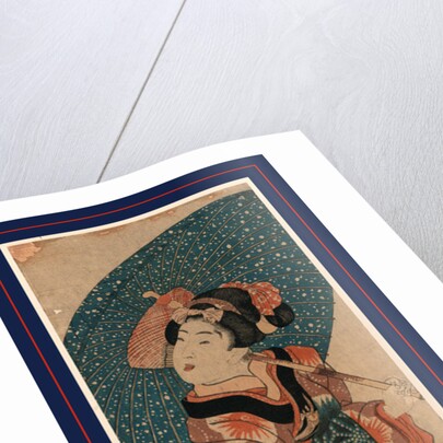 Young Woman Carrying a Parasol Over Her Left Shoulder and a Calendar in Her Right Hand. by Anonymous