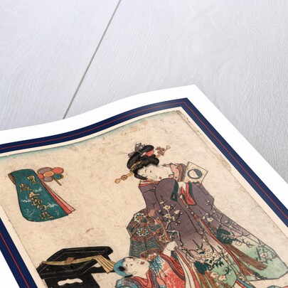 Woman with a Child Playing with a Marionette. by Anonymous