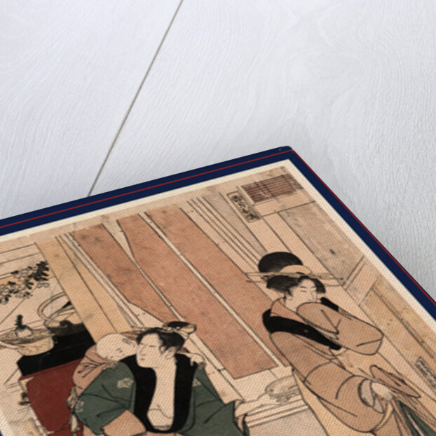 Domestic Scene with a Woman Carrying a Young Child on Her Back by Anonymous