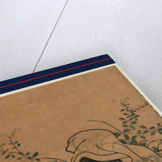 Woman with a Shawl Covering Her Head and Wearing Geta, Playing a Takebue or Shinobue Flute. by Anonymous