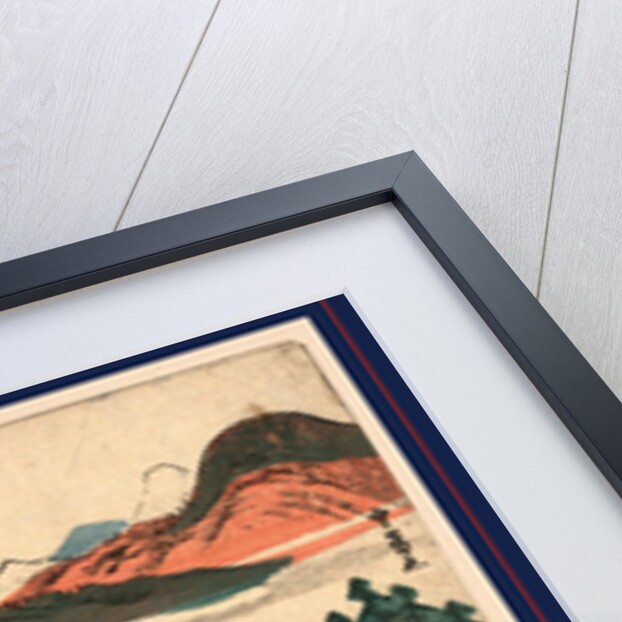 Cluster of Thatch-Roofed and More Substantial Buildings in a Coastal Village, Sailboats Laden with Cargo Approaching Shore, and a Bridge Over an Inlet. by Anonymous