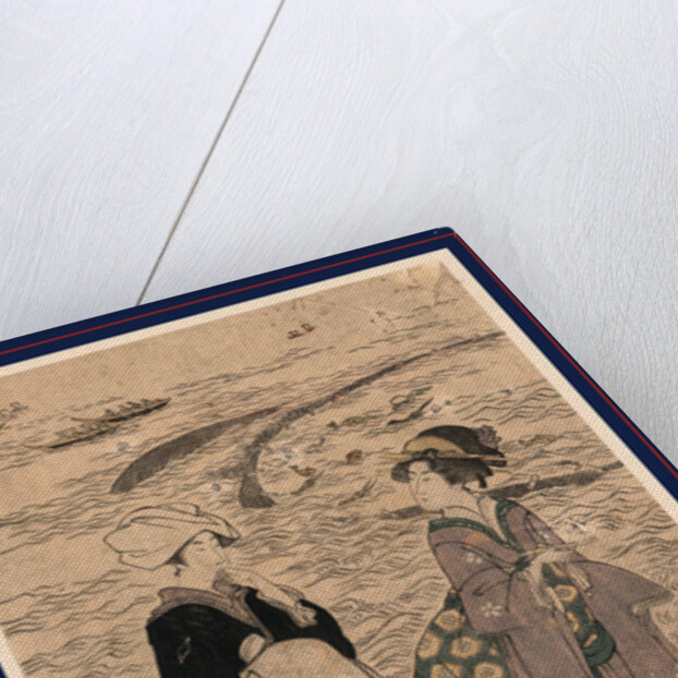 Woman Holding a Pipe, Walking with a Female Attendant Along the Seashore by Anonymous