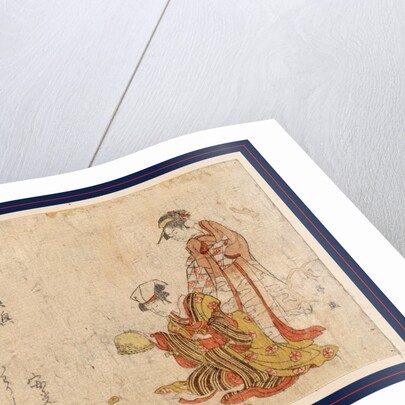 Woman Standing behind a Person Squatting, Playing a Shell Game. by Anonymous