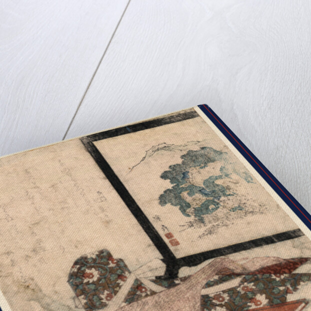 Heike monogatari to biwa to tsuitate, Tale of the heike and a lute next to a standing screen by Ikeda Eisen