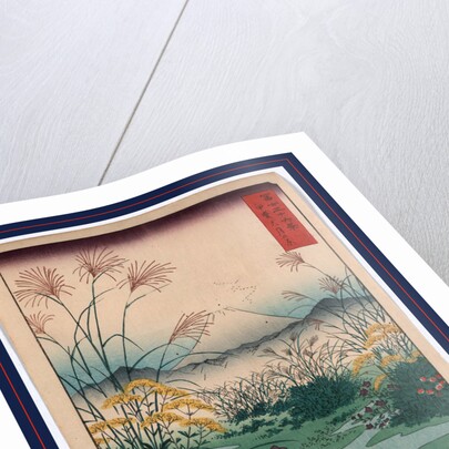 Wild Flowers and a Small Brook in a Field, with Mountains and a View of Mount Fuji in the Background by Anonymous