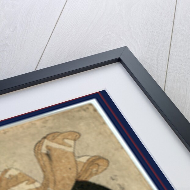 Woman and Two Children Looking at a Large Kite Showing a Crane or Heron. by Anonymous