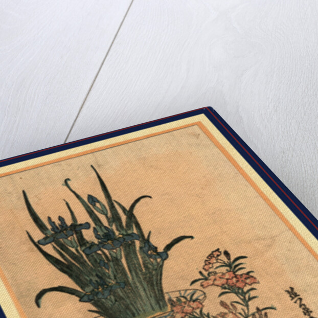 Two Flower Pots, One with Irises and the Other is the Pink Nadeshiko Flower by Anonymous