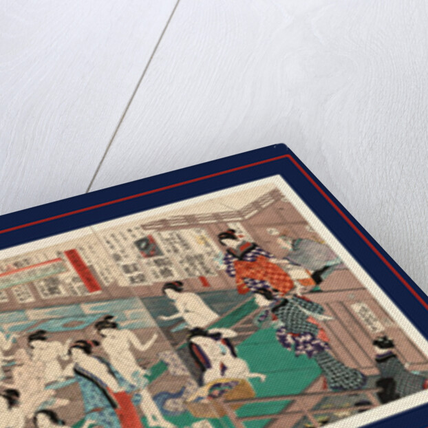 Hada kurabe hana no shobuyu kurabe (hoso?), koshi yuki no ya, Naked bodies compared to irises in hot water, comparing hips to a snow laden willow in hot water by Anonymous