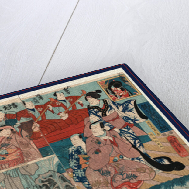 Tsurishinobu mebae no futsuzuka, Dance performance of Tsuri shinobu mebae no fusuzuka by Utagawa Kuniyoshi