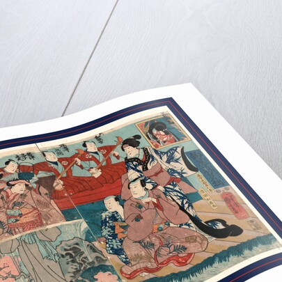 Tsurishinobu mebae no futsuzuka, Dance performance of Tsuri shinobu mebae no fusuzuka by Utagawa Kuniyoshi