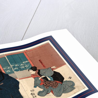 Igami no gonta gonta nyobo kosen shume kokingo, Actors in the roles of Igami no Gonta, Gonta's wife Kosen, and the Kokingo by Utagawa Kuniyoshi