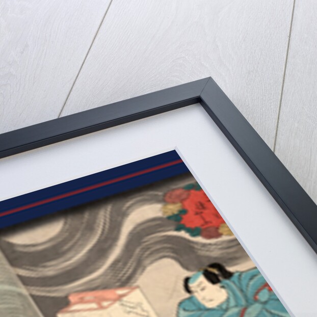 Tamashima itto tenjiku tokubei tsukimoto inabanosuke, Actors in the roles of Tamashima Itto, Tenjuku Tokubei, and Tsukimoto Inabanosuke by Utagawa Kuniyoshi