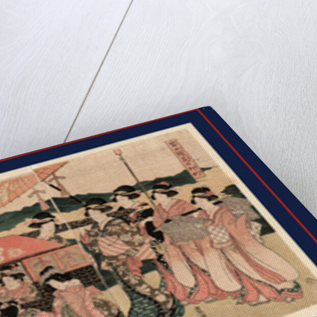 Fujibitai hana no gyoretsu, A procession of flowers before Mount Fuji by Utagawa Toyokuni