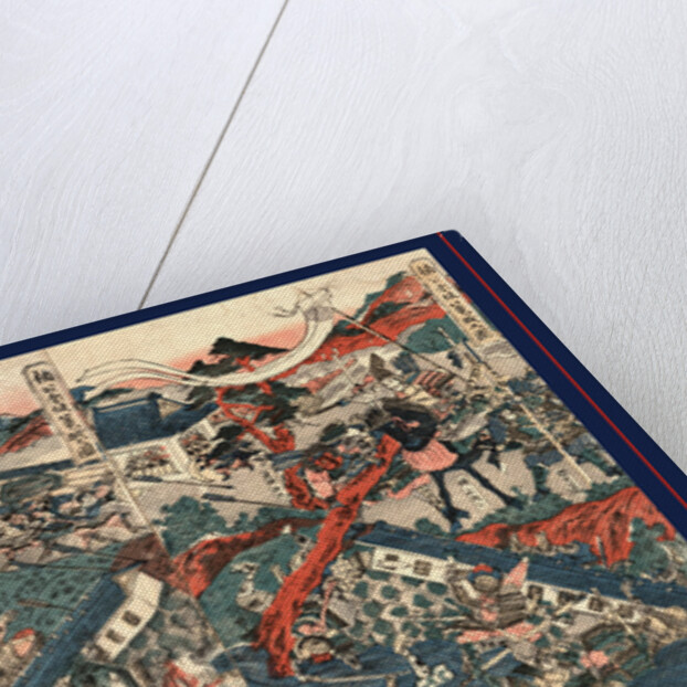 Nanko akasaka rojo no zu, The warrior Kusunoki barricading himself into Akasaka Castle by Katsukawa Shuntei