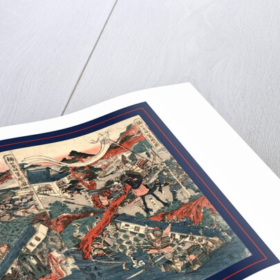 Nanko akasaka rojo no zu, The warrior Kusunoki barricading himself into Akasaka Castle by Katsukawa Shuntei