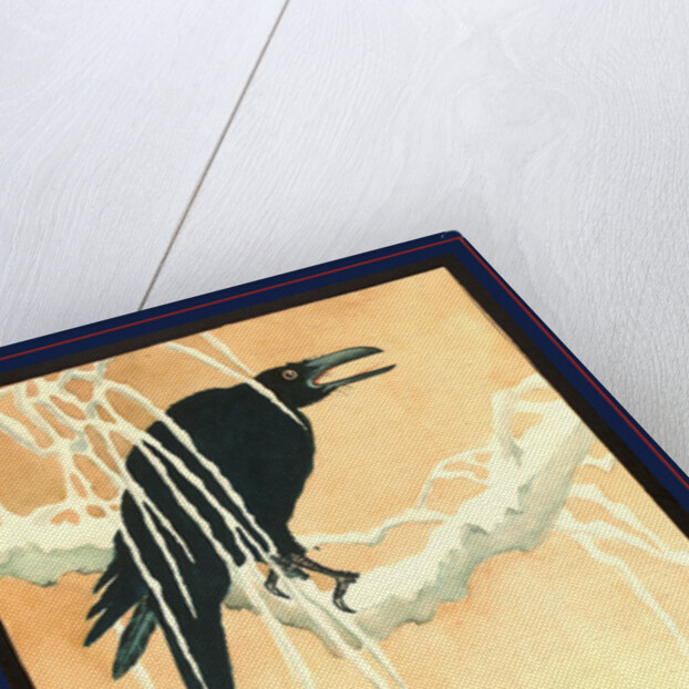 Blackbird (Raven or Crow) Perched on a Snow-Covered Branch. by Anonymous