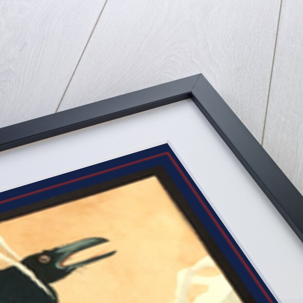 Blackbird (Raven or Crow) Perched on a Snow-Covered Branch. by Anonymous