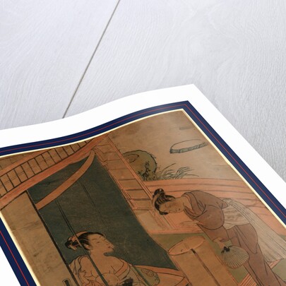 Kaya no hahako, Mother and child behind mosquito netting by Suzuki Harunobu