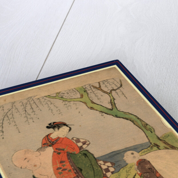 Hotei, One of the Seven Lucky Buddhist Gods, Carrying a Young Woman Across a River by Anonymous