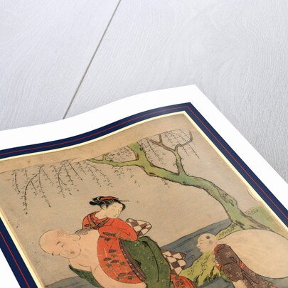 Hotei, One of the Seven Lucky Buddhist Gods, Carrying a Young Woman Across a River by Anonymous