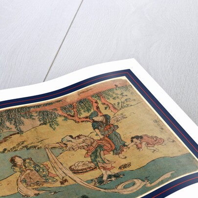 Four Women at River's Edge Washing Clothes by Anonymous