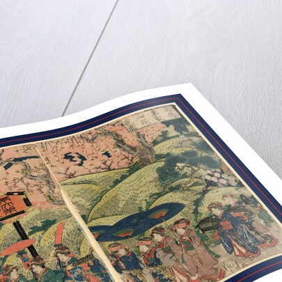 Women Carrying Umbrellas and Offerings at the Head of a Procession During a Cherry Blossom Festival by Anonymous