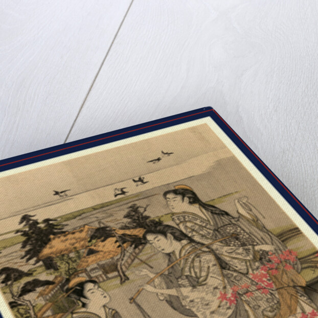 Three Women(?) Watching Plovers Dive Over the Tama River by Anonymous